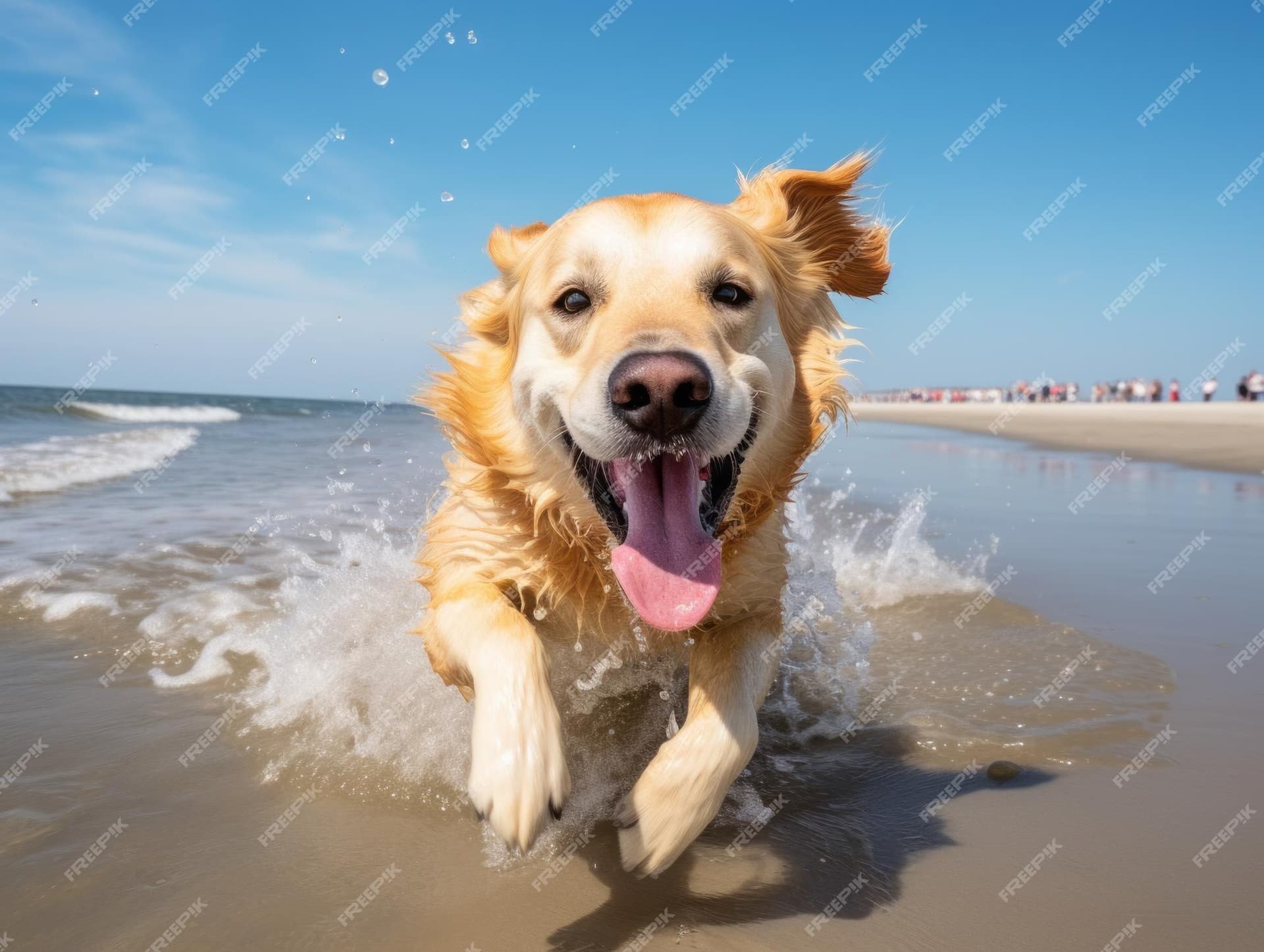 Happy dog playing with a colorful toy